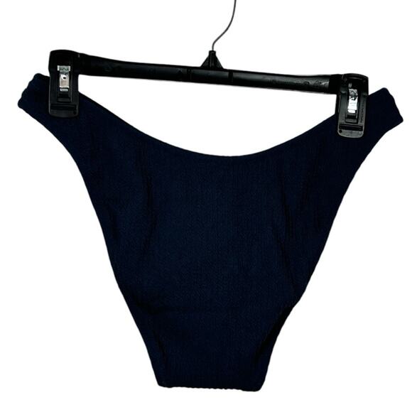 J Crew Textured Curved-waist Cheeky Bikini Swim Bottoms NWT Navy Blue BC050 - Picture 10 of 11